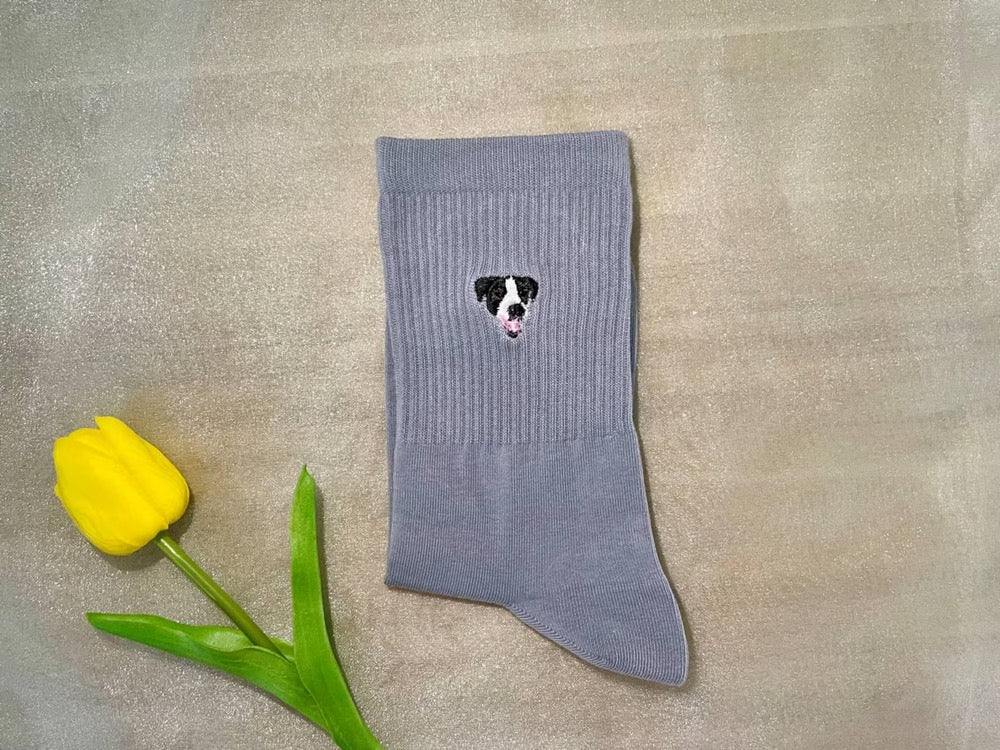 Custom Pet Portrait Socks: Personalized Embroidered Dog Cat Socks