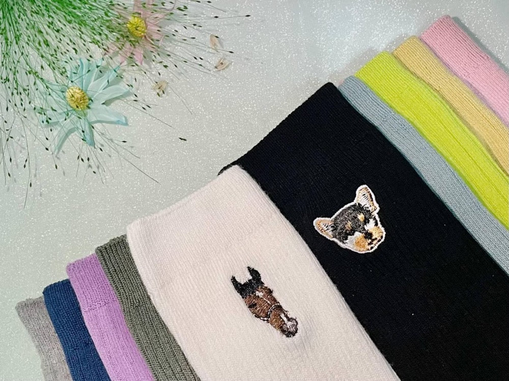 Custom Embroidered Pet Socks: Personalized Cat Dog Horse Rabbit Bear Photo Gift